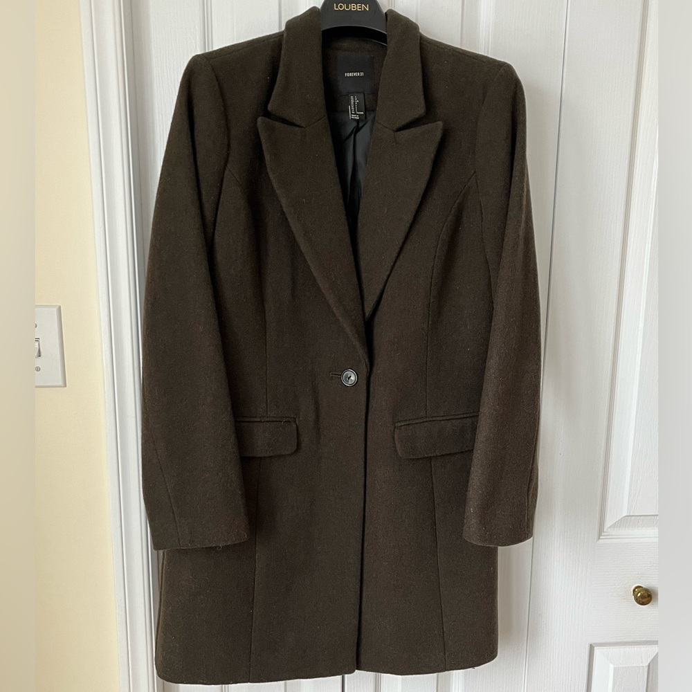 Women’s Wool Blend Short Coat in Forest Green